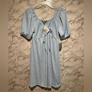 Good Luck Gem Puff sleeve mini dress color soft blue size S